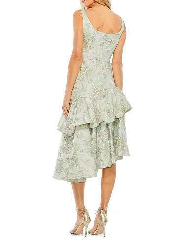 Mac Duggal Women's Rosette Asymmetric Brocade Cocktail Dress - French Blue - Size 8 | Thumbnail 2