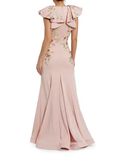 Mac Duggal Women's Flutter-Sleeve Embellished Mermaid Gown | Thumbnail 2 Mac Duggal Women's Flutter-Sleeve Embellished Mermaid Gown | Thumbnail 2