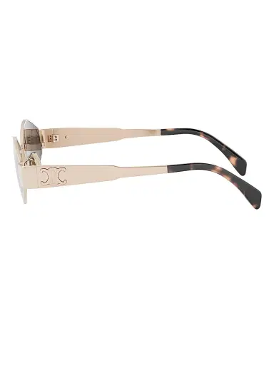 CELINE Women's Metal Triomphe 54MM Geometric Sunglasses - Shiny Rose Gold Smoke | Thumbnail 3