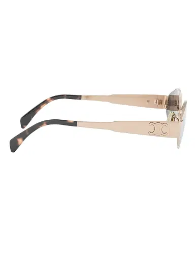 CELINE Women's Metal Triomphe 54MM Geometric Sunglasses - Shiny Rose Gold Smoke | Thumbnail 7