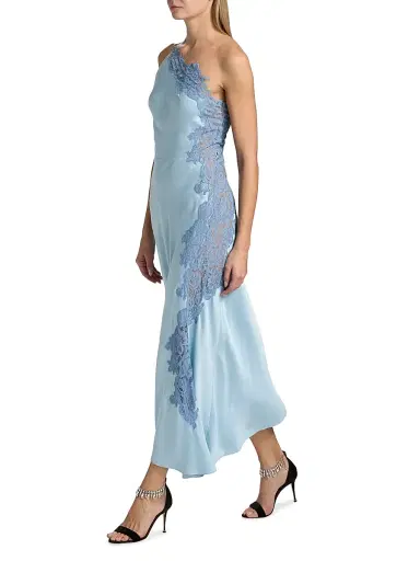 A.L.C. Women's Lou Lace-Trim Satin Midi-Slipdress - Delphinium Blue French Blue | Thumbnail 2