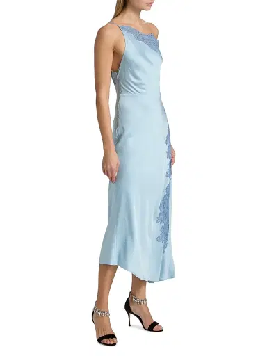 A.L.C. Women's Lou Lace-Trim Satin Midi-Slipdress - Delphinium Blue French Blue | Thumbnail 4