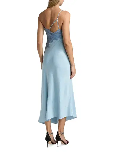 A.L.C. Women's Lou Lace-Trim Satin Midi-Slipdress - Delphinium Blue French Blue | Thumbnail 5