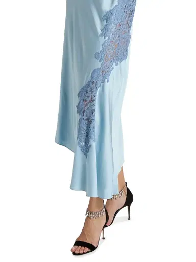 A.L.C. Women's Lou Lace-Trim Satin Midi-Slipdress - Delphinium Blue French Blue | Thumbnail 6
