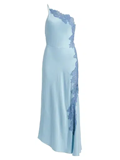 A.L.C. Women's Lou Lace-Trim Satin Midi-Slipdress - Delphinium Blue French Blue | Thumbnail 1