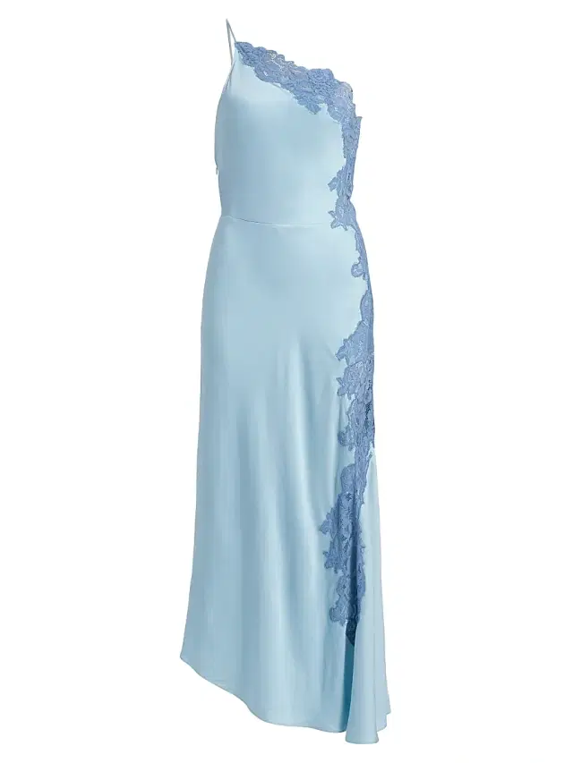 A.L.C. Women's Lou Lace-Trim Satin Midi-Slipdress - Delphinium Blue French Blue