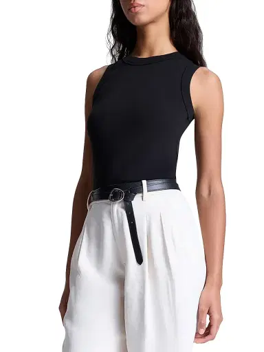 A.L.C. Women's Hadley Rib-Knit Cotton Tank - Black | Thumbnail 4 A.L.C. Women's Hadley Rib-Knit Cotton Tank - Black | Thumbnail 4