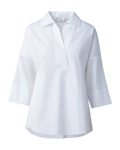 Akris punto Kimono-Sleeve Split-Neck Blouse | Thumbnail 1 Akris punto Kimono-Sleeve Split-Neck Blouse | Thumbnail 1