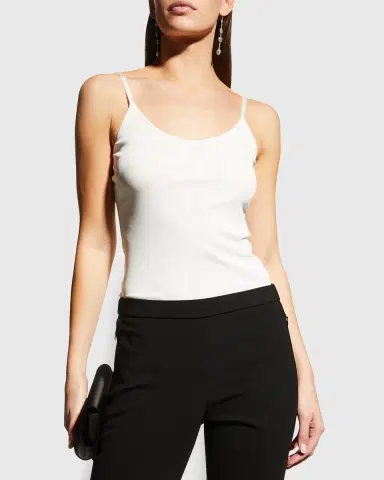 Lafayette 148 New York Mesh Jersey V-Neck Tank | Thumbnail 2