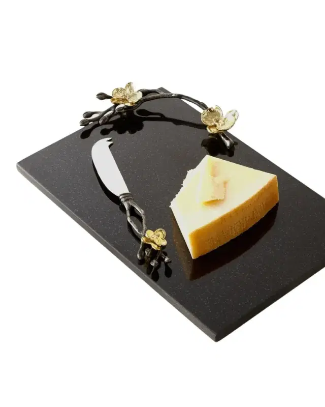 Michael Aram Gold Orchid Small Cheese Board & Knife