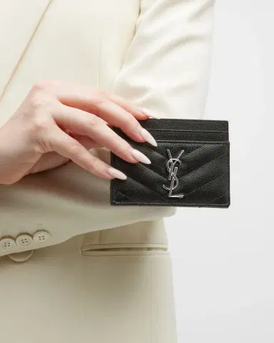 Saint Laurent Cassandre YSL Monogram Card Case in Grained Leather | Thumbnail 2 Saint Laurent Cassandre YSL Monogram Card Case in Grained Leather | Thumbnail 2