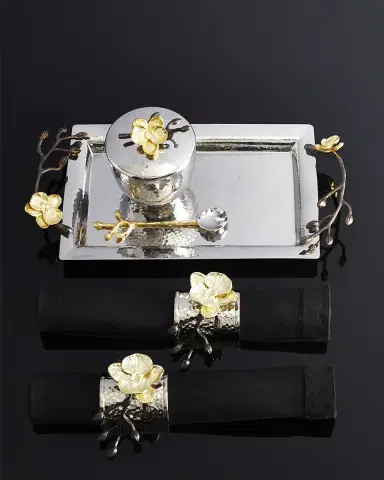 Michael Aram Four Gold Orchid Napkin Rings | Thumbnail 2