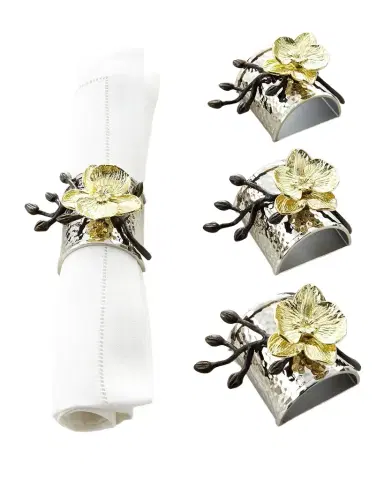 Michael Aram Four Gold Orchid Napkin Rings | Thumbnail 1