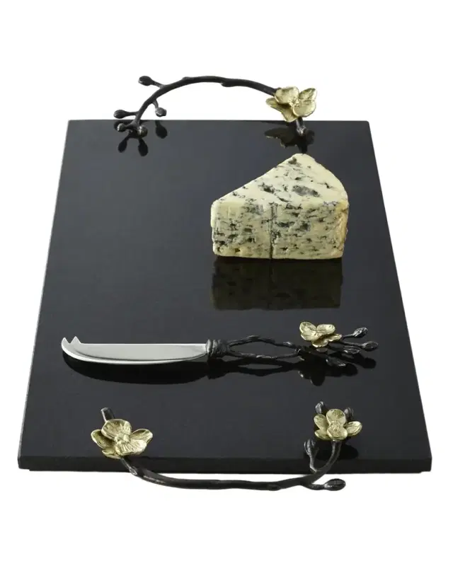 Michael Aram Gold Orchid Cheese Board & Knife