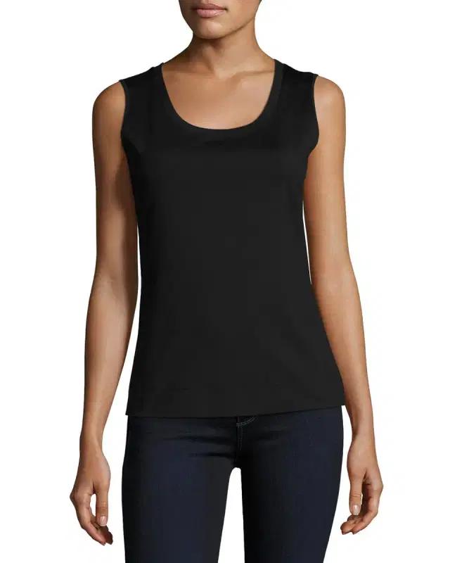 Lafayette 148 New York Stretch Cotton Scoop Neck Tank