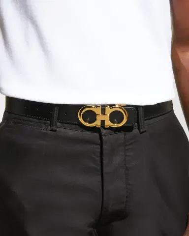 Ferragamo Men's Reversible Double-Gancini Leather Belt | Thumbnail 2 Ferragamo Men's Reversible Double-Gancini Leather Belt | Thumbnail 2