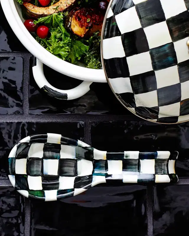 MacKenzie-Childs Courtly Check Enamel Spoon Rest