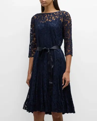 Rickie Freeman for Teri Jon 3/4-Sleeve Lace Overlay Cocktail Dress | Thumbnail 3