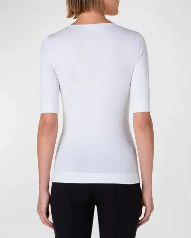 Akris punto Cotton 1/2-Sleeve Square-Neck Tee | Thumbnail 2 Akris punto Cotton 1/2-Sleeve Square-Neck Tee | Thumbnail 2