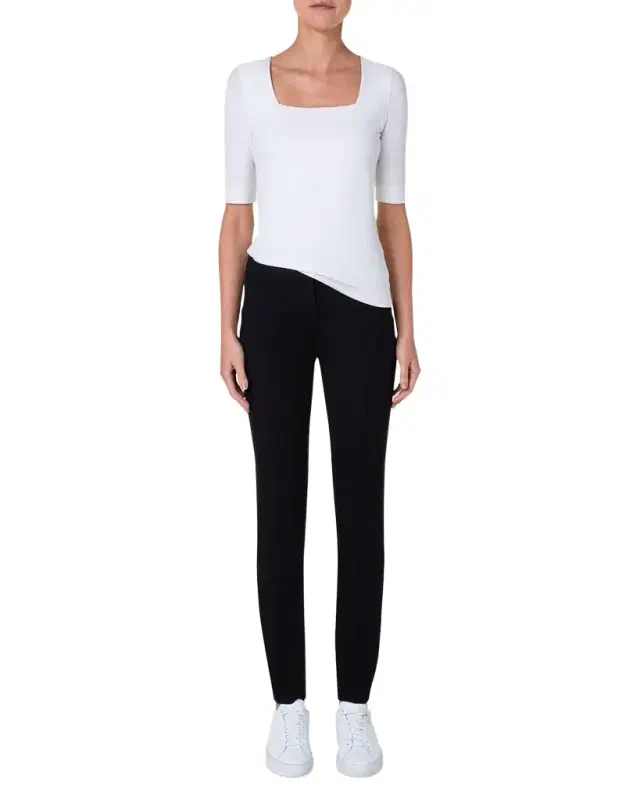 Cotton 1/2-Sleeve Square-Neck Tee