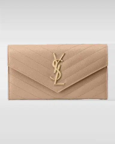 Saint Laurent Cassandre YSL Monogram Large Flap Wallet in Grained Leather | Thumbnail 2 Saint Laurent Cassandre YSL Monogram Large Flap Wallet in Grained Leather | Thumbnail 2
