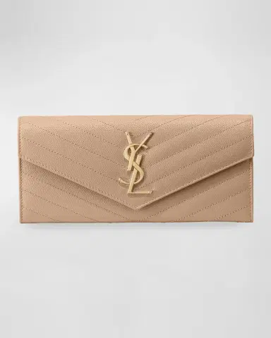 Saint Laurent Cassandre YSL Monogram Large Flap Wallet in Grained Leather | Thumbnail 3 Saint Laurent Cassandre YSL Monogram Large Flap Wallet in Grained Leather | Thumbnail 3