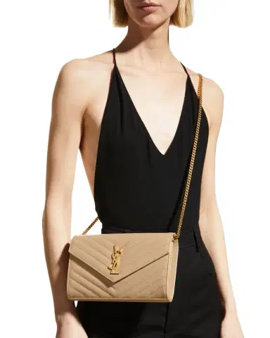 Saint Laurent YSL Monogram Large Wallet on Chain in Grained Leather | Thumbnail 1 Saint Laurent YSL Monogram Large Wallet on Chain in Grained Leather | Thumbnail 1