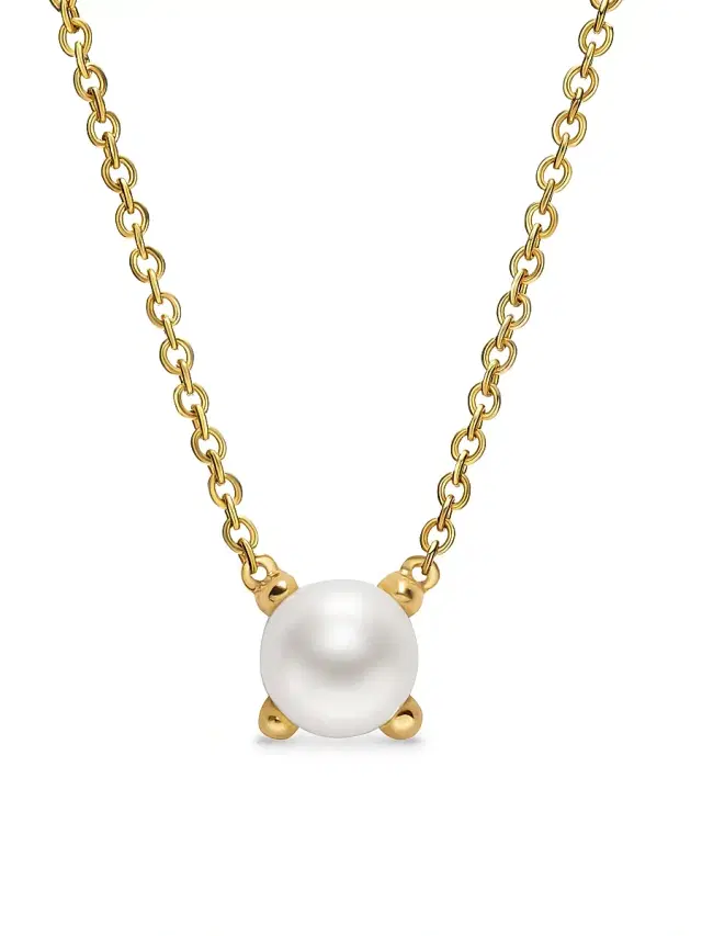 Women's Micro Chatelaine Pendant Necklace in 18K Yellow Gold - Pearl