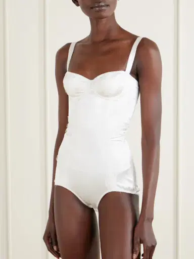Dolce & Gabbana Lace-trimmed Silk-blend Satin Bodysuit | Thumbnail 2
