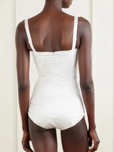 Dolce & Gabbana Lace-trimmed Silk-blend Satin Bodysuit | Thumbnail 3