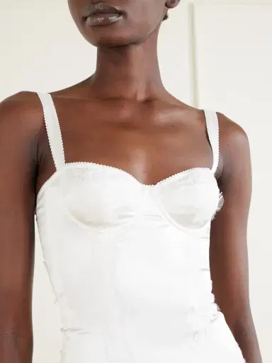 Dolce & Gabbana Lace-trimmed Silk-blend Satin Bodysuit | Thumbnail 4