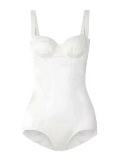 Dolce & Gabbana Lace-trimmed Silk-blend Satin Bodysuit | Thumbnail 1