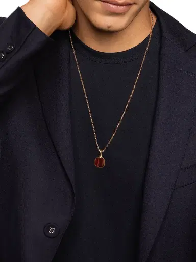 David Yurman Men's Faceted Stone Amulet in 18K Yellow Gold - Red Tigers Eye | Thumbnail 2 David Yurman Men's Faceted Stone Amulet in 18K Yellow Gold - Red Tigers Eye | Thumbnail 2