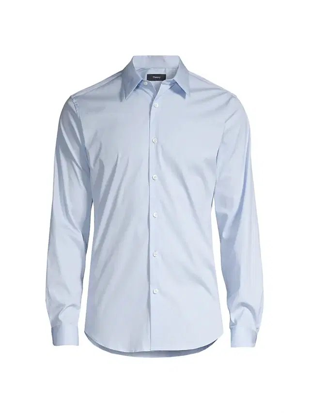 Theory Men's Sylvain Wealth Poplin Long-Sleeve Shirt - Olympic