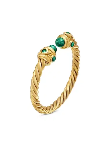 David Yurman Women's Renaissance Open Ring in 18K Gold With Gemstones - Emerald | Thumbnail 3