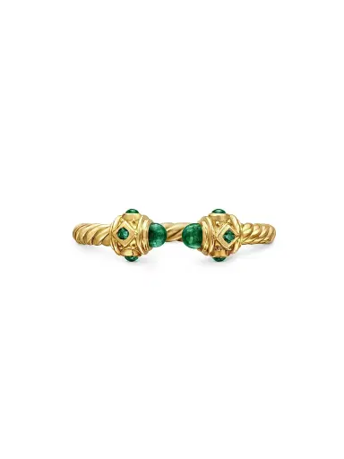 David Yurman Women's Renaissance Open Ring in 18K Gold With Gemstones - Emerald | Thumbnail 4