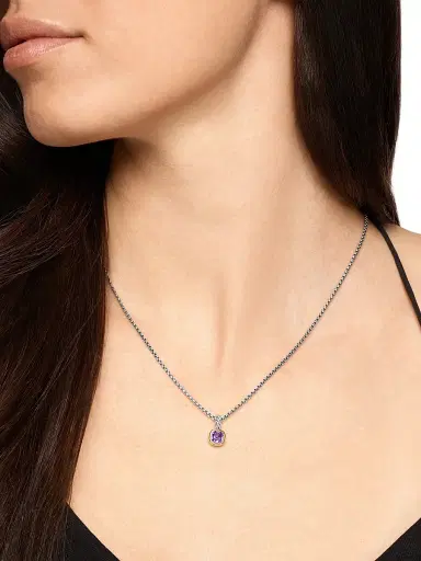 David Yurman Women's Mini Cushion Cut Amulet in Sterling Silver - Amethyst | Thumbnail 2 David Yurman Women's Mini Cushion Cut Amulet in Sterling Silver - Amethyst | Thumbnail 2