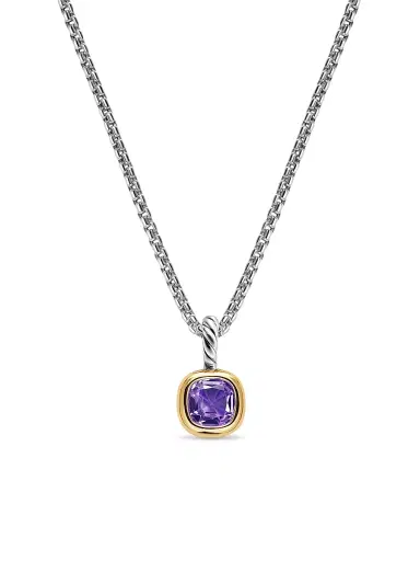David Yurman Women's Mini Cushion Cut Amulet in Sterling Silver - Amethyst | Thumbnail 1 David Yurman Women's Mini Cushion Cut Amulet in Sterling Silver - Amethyst | Thumbnail 1