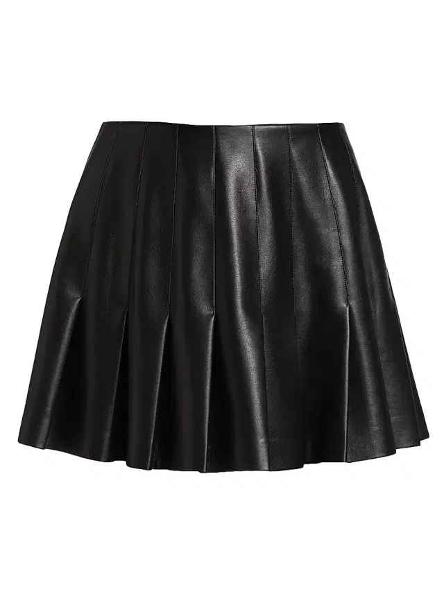 ALICE + OLIVIA Women's Carter Vegan Leather Pleated Miniskirt - Black