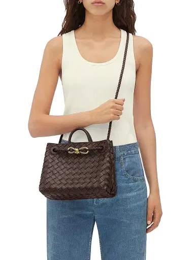 Bottega Veneta Women's Andiamo Small Intrecciato Leather Top-Handle Bag - Fondant | Thumbnail 1