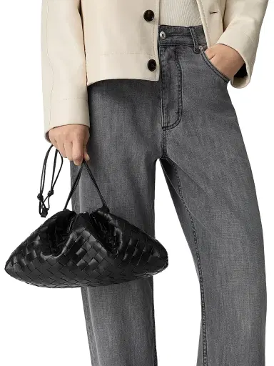 Bottega Veneta Women's Dustbag Notte Intrecciato Leather Chain Shoulder Bag - Black Brass | Thumbnail 3 Bottega Veneta Women's Dustbag Notte Intrecciato Leather Chain Shoulder Bag - Black Brass | Thumbnail 3