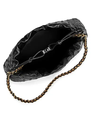 Bottega Veneta Women's Dustbag Notte Intrecciato Leather Chain Shoulder Bag - Black Brass | Thumbnail 4 Bottega Veneta Women's Dustbag Notte Intrecciato Leather Chain Shoulder Bag - Black Brass | Thumbnail 4
