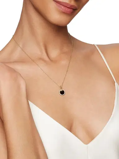 David Yurman Women's Petite Elements Pendant Necklace in 18K Yellow Gold with Pavé Diamonds - Black Onyx | Thumbnail 2 David Yurman Women's Petite Elements Pendant Necklace in 18K Yellow Gold with Pavé Diamonds - Black Onyx | Thumbnail 2