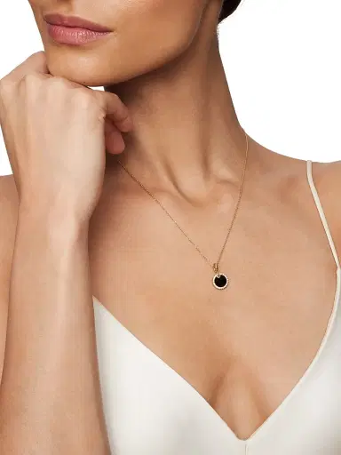 David Yurman Women's Petite Elements Pendant Necklace in 18K Yellow Gold with Pavé Diamonds - Black Onyx | Thumbnail 6 David Yurman Women's Petite Elements Pendant Necklace in 18K Yellow Gold with Pavé Diamonds - Black Onyx | Thumbnail 6