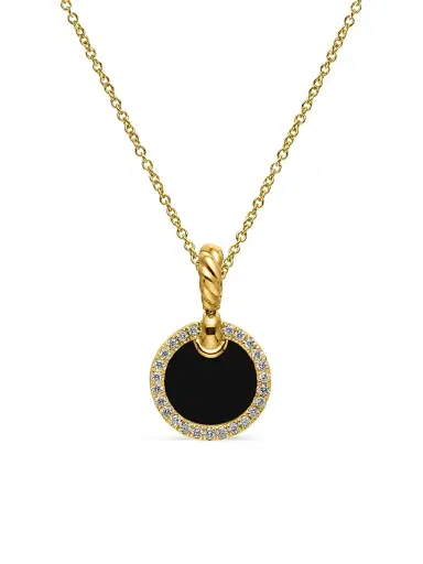David Yurman Women's Petite Elements Pendant Necklace in 18K Yellow Gold with Pavé Diamonds - Black Onyx | Thumbnail 1 David Yurman Women's Petite Elements Pendant Necklace in 18K Yellow Gold with Pavé Diamonds - Black Onyx | Thumbnail 1