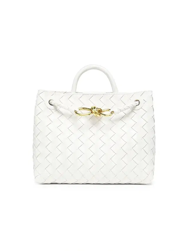 Bottega Veneta Women's Andiamo  Intrecciato Leather Top-Handle Bag - White