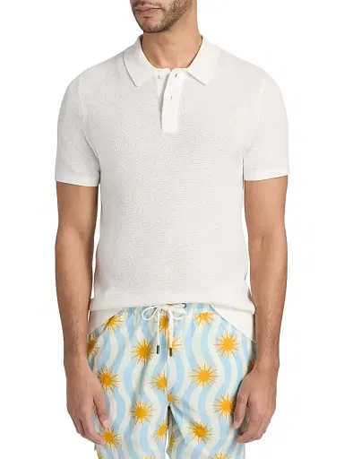 Onia Men's Textured Knit Polo Shirt | Thumbnail 3 Onia Men's Textured Knit Polo Shirt | Thumbnail 3