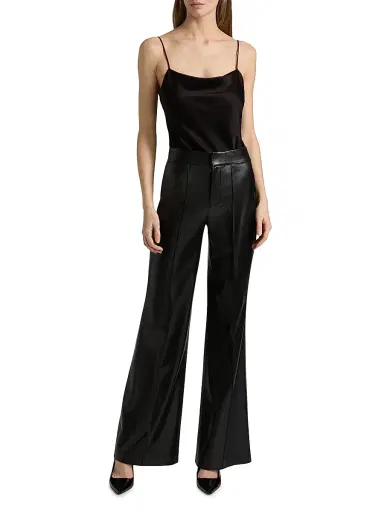 ALICE + OLIVIA Women's Dylan Wide-Leg Vegan Leather Pants - Black | Thumbnail 2