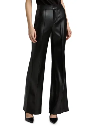 ALICE + OLIVIA Women's Dylan Wide-Leg Vegan Leather Pants - Black | Thumbnail 3