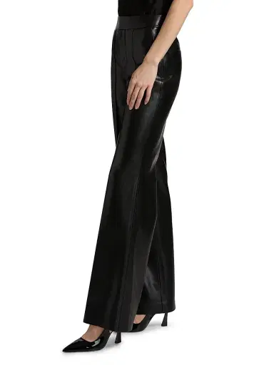 ALICE + OLIVIA Women's Dylan Wide-Leg Vegan Leather Pants - Black | Thumbnail 4